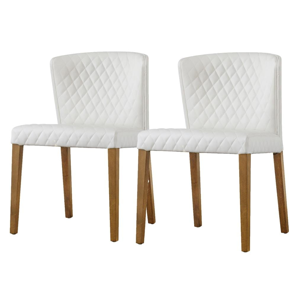 New Pacific Direct Albie Faux Leather Dining Side Chair in Off White (Set of 2)