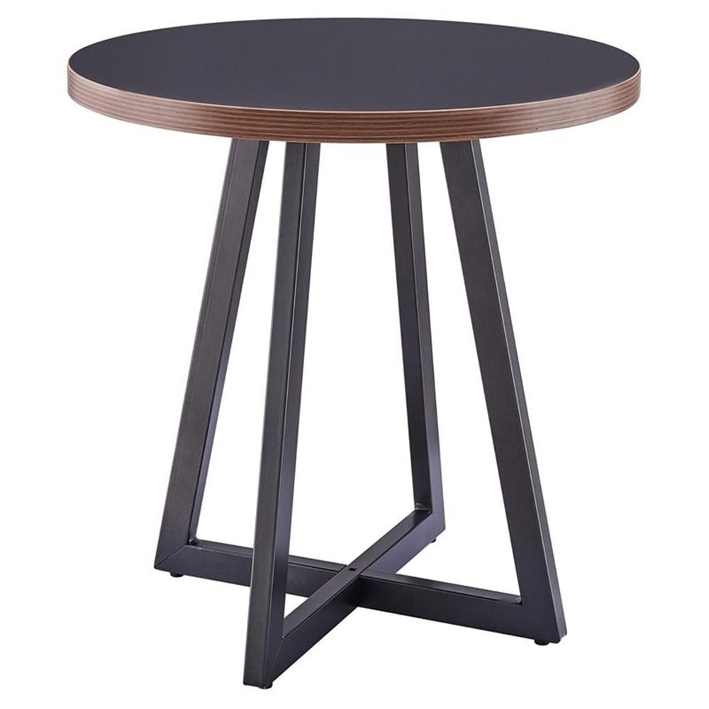 New Pacific Direct Courtdale 20" Round Wood End Table in Black/Gunmetal