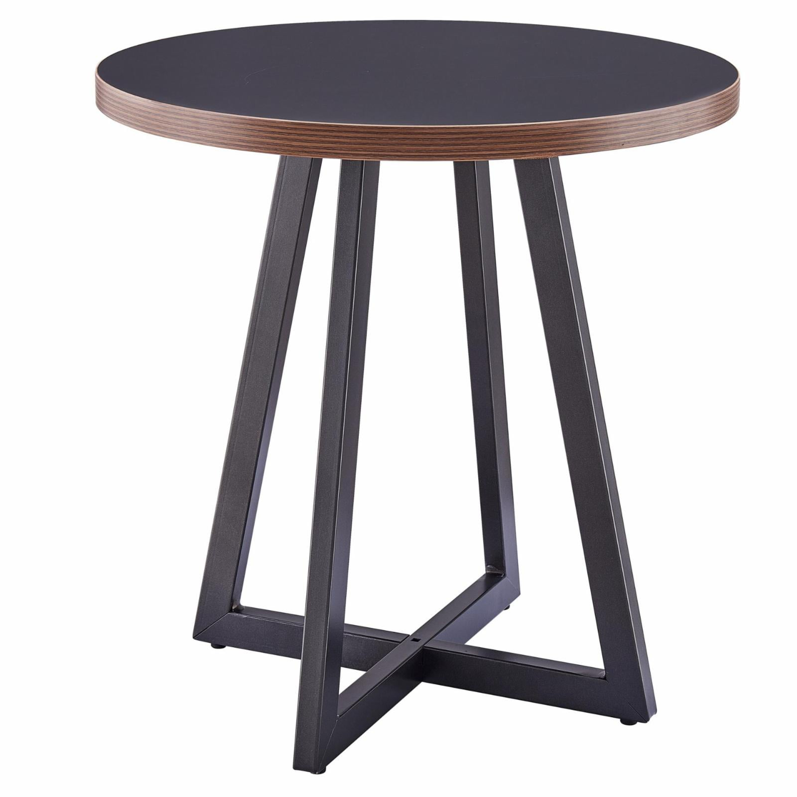 New Pacific Direct Courtdale 20" Round Wood End Table in Black/Gunmetal