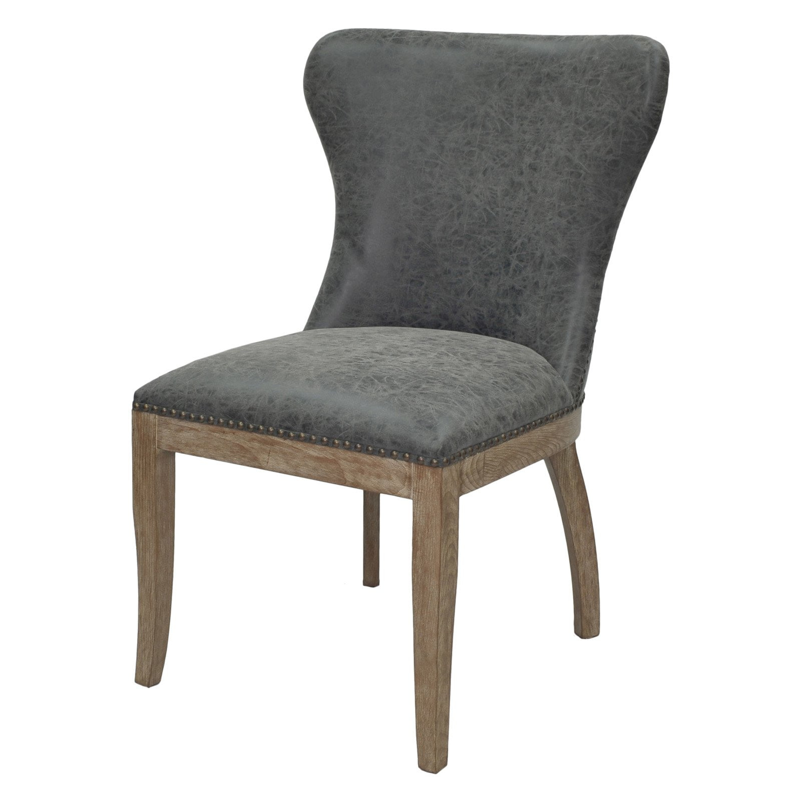 New Pacific Direct Dorsey Faux Leather Chair in Gray/Charcoal (Set of 2)