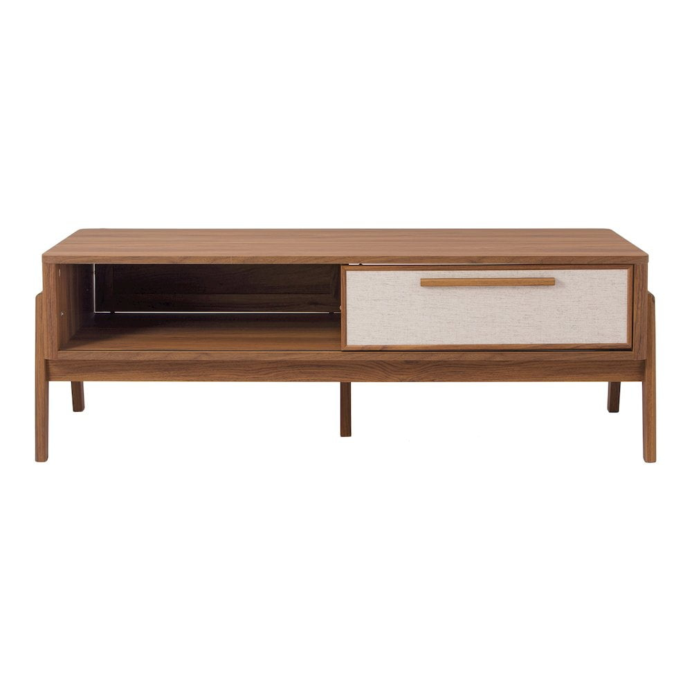 Heaton 47" Walnut Wood Coffee Table with Linen Storage