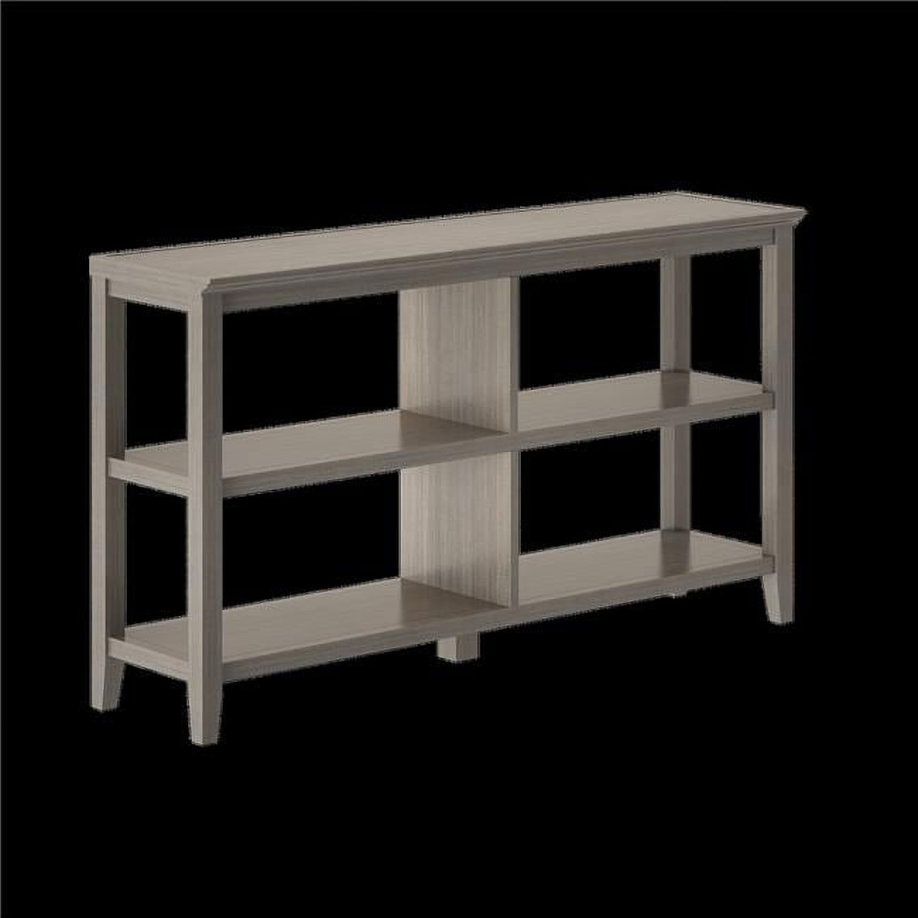 2-Tier Low Wooden Bookcase, Washed Grey