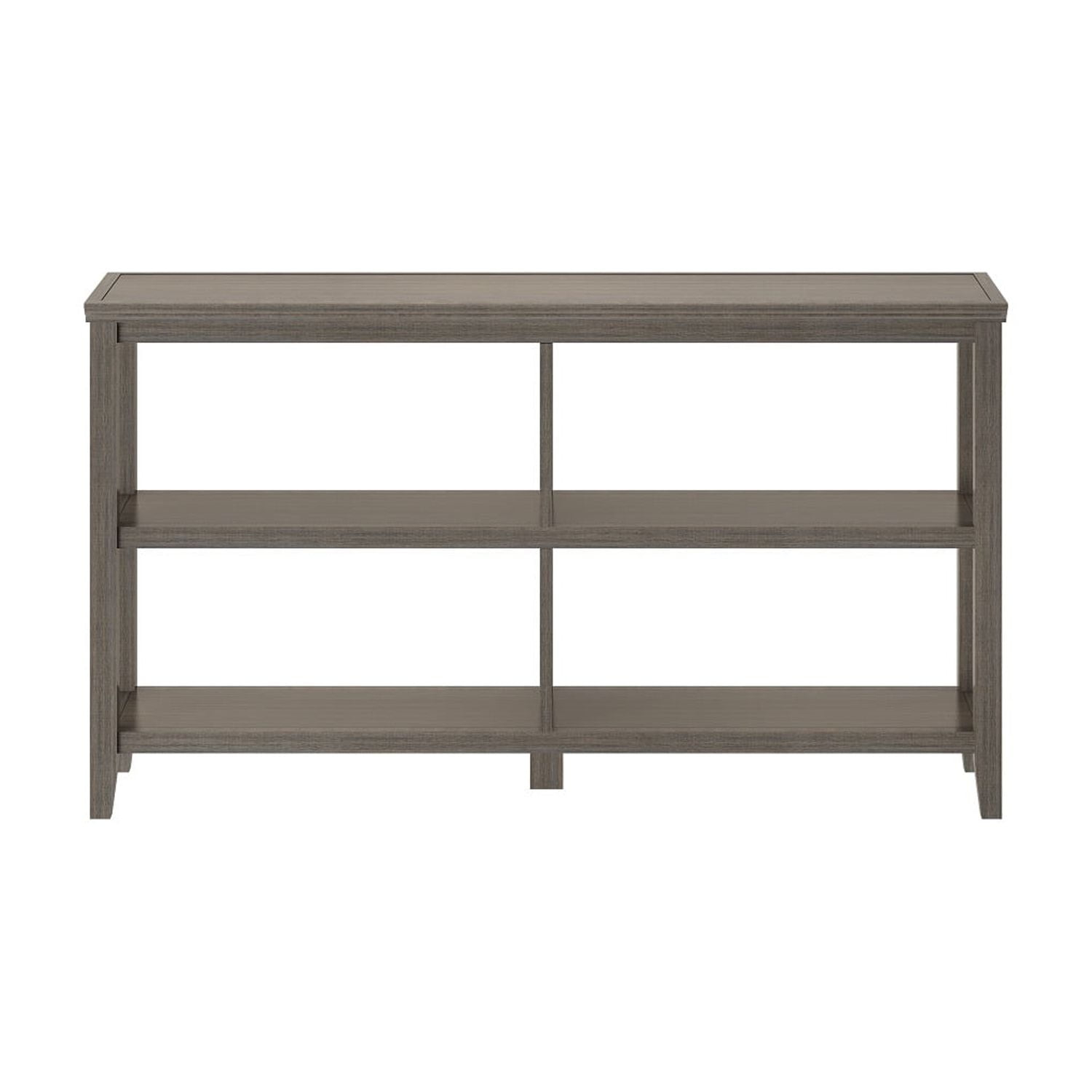 2-Tier Low Wooden Bookcase, Washed Grey