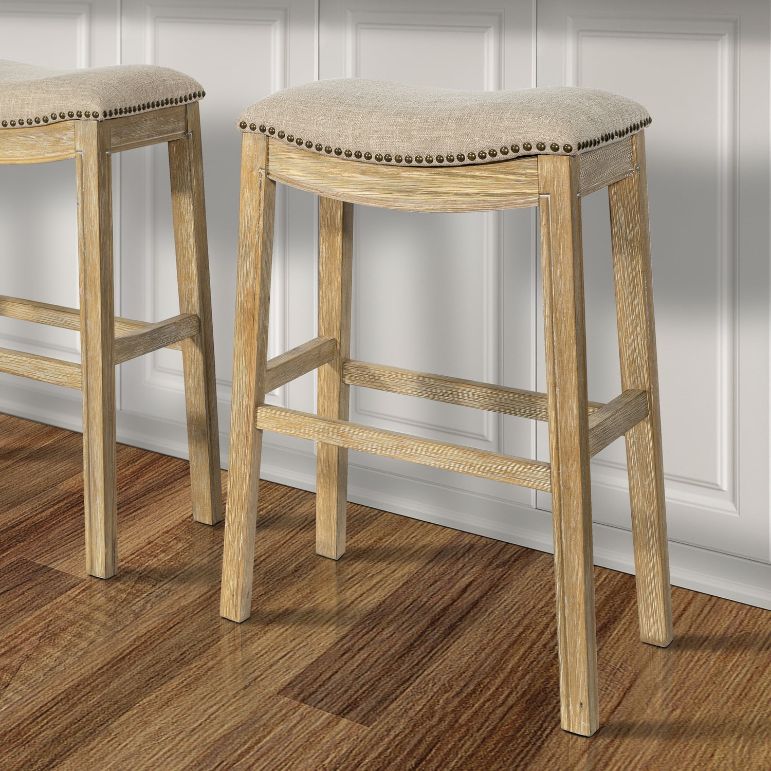 New Ridge Home Goods 31" Saddle Bar-Height Stool Natural