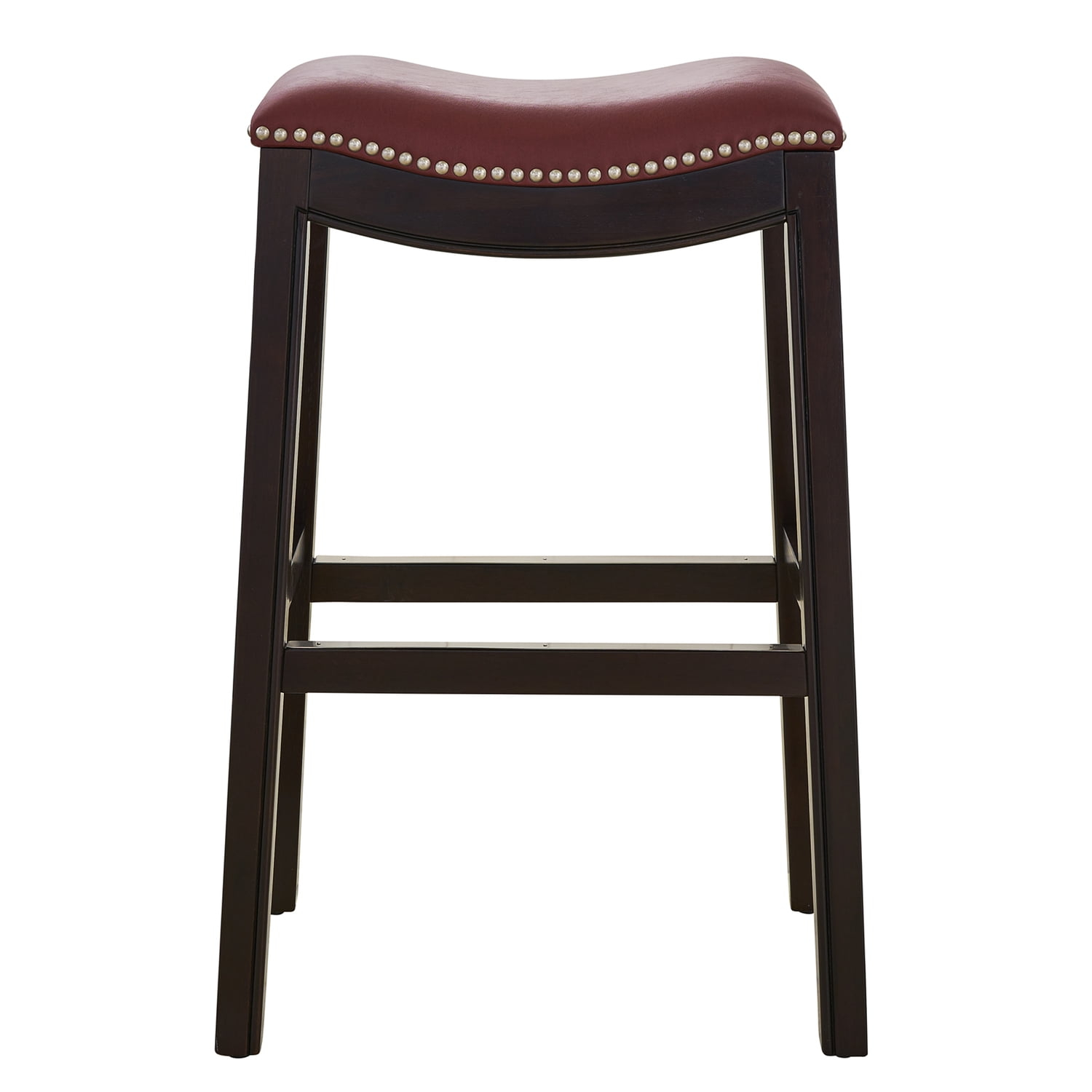 New Ridge Home Goods Julian 30" Faux Leather and Wood Barstool in Red/Espresso