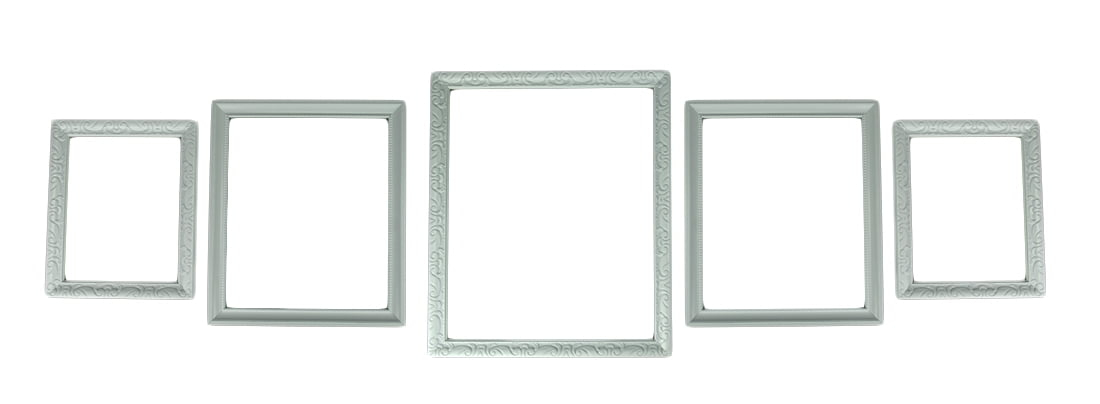 New View Gifts & Accessories White Beveled Wood Look 5 Piece Gallery Wall Photo Frame Set