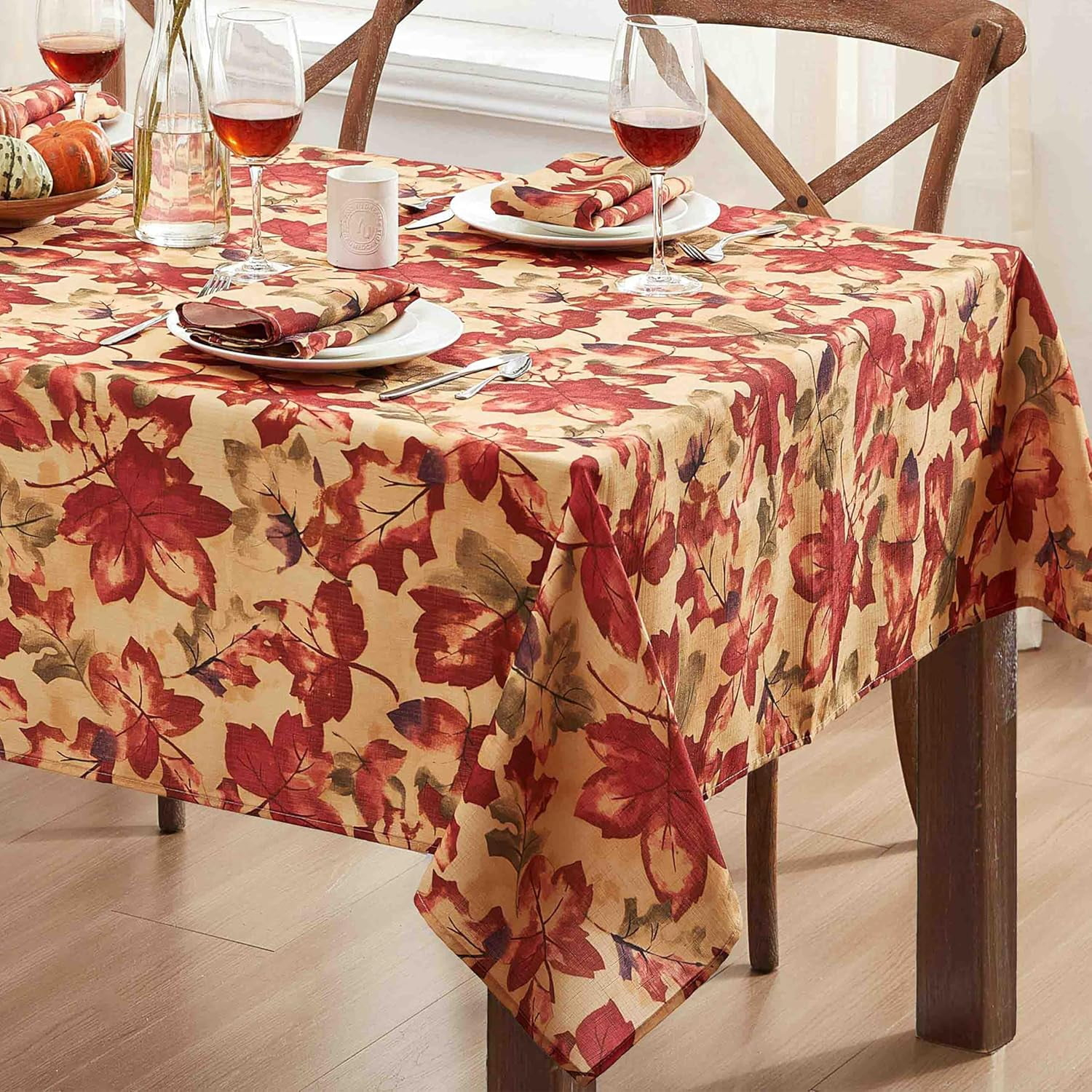 Newbridge Thanksgiving Holiday Autumn Leaf Collage 60 x 120 inch Rectangle Fabric Tablecloth