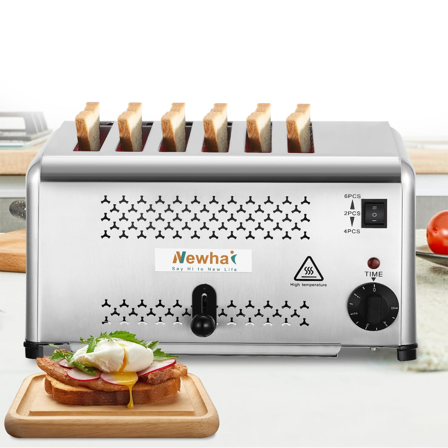 Newhai Commercial Toaster Bread Baking Machine 6 Slices 0.6 Inch Slot for