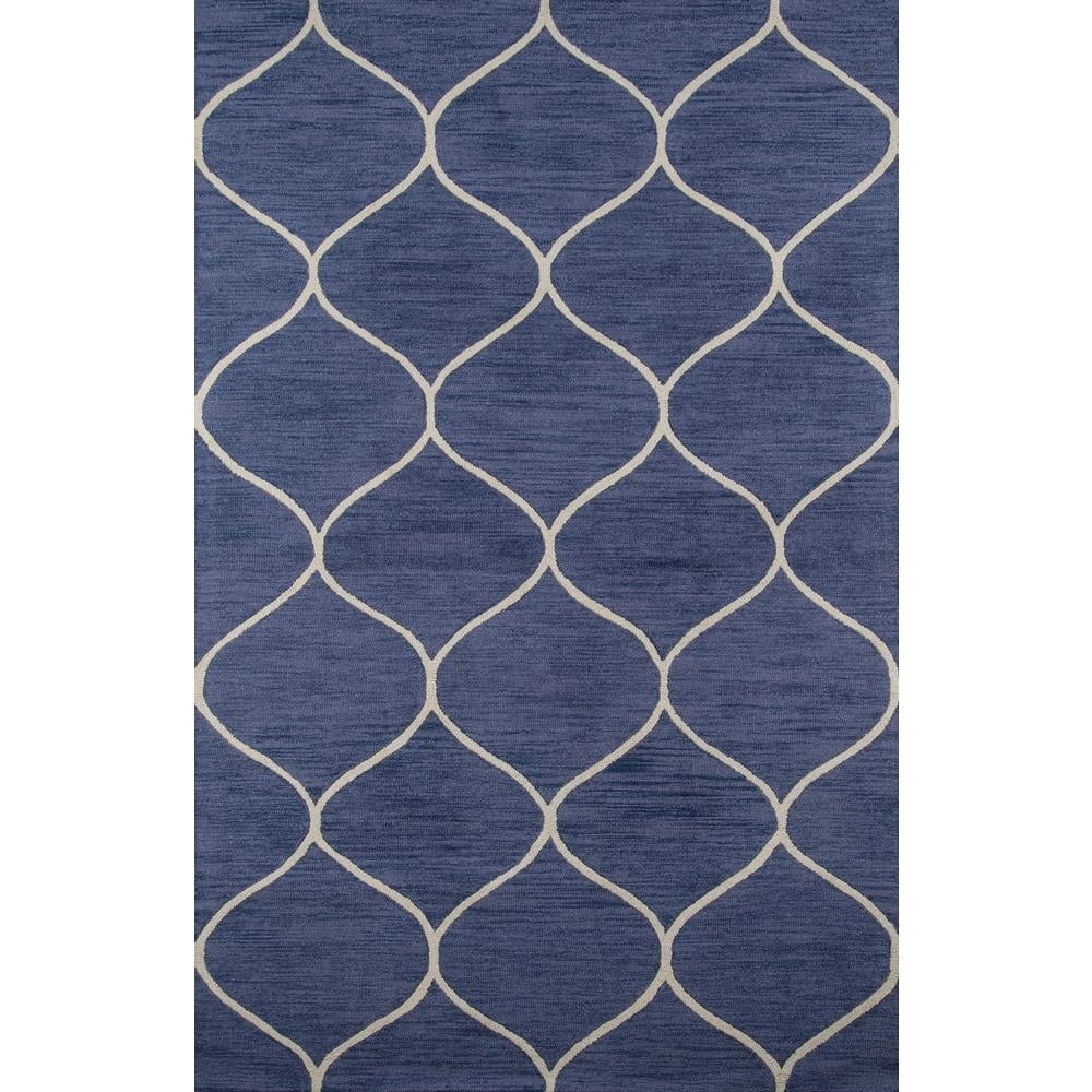 Momeni  Newport Hand Tufted Wool Contemporary Geometric Area Rug Blue 3'9" x 5'9" 4' x 6' Rectangle