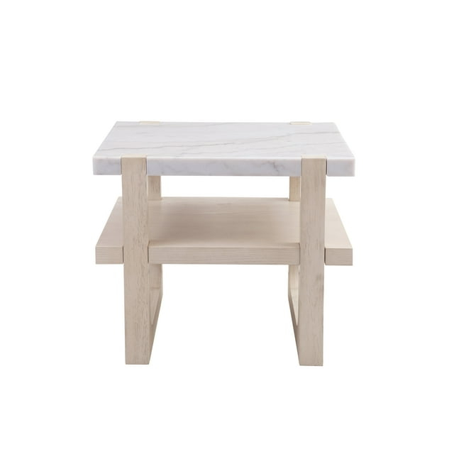 Newport Marble Rectangular End Table in Sun-Bleached Ash Brown