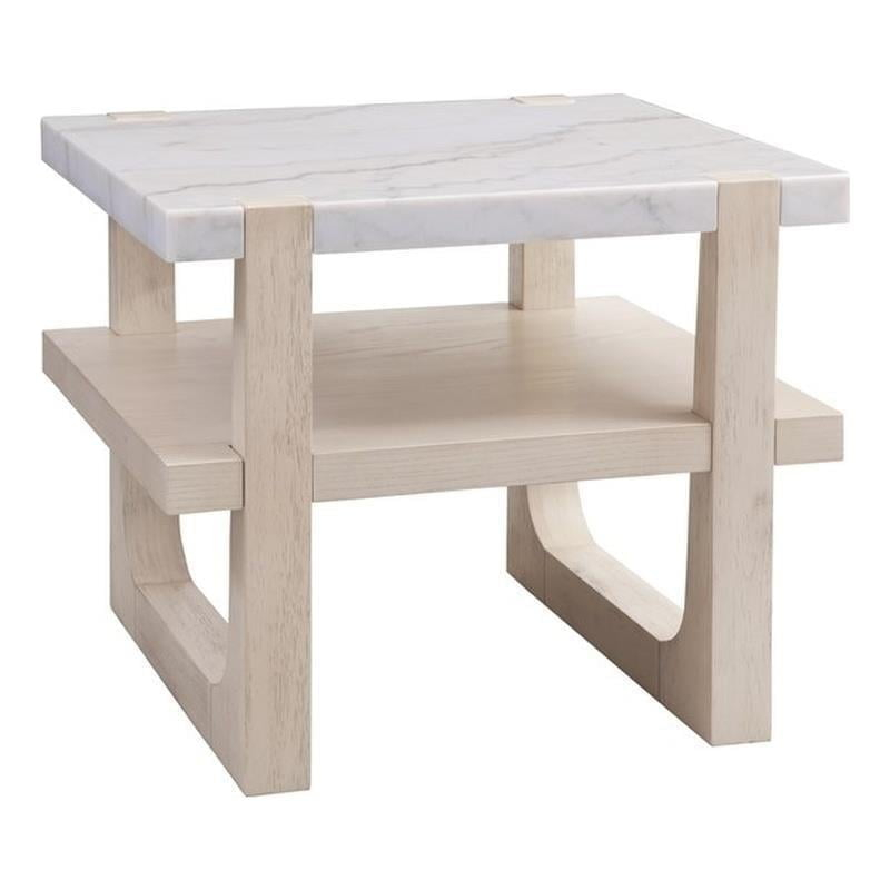 Newport Marble Rectangular End Table in Sun-Bleached Ash Brown