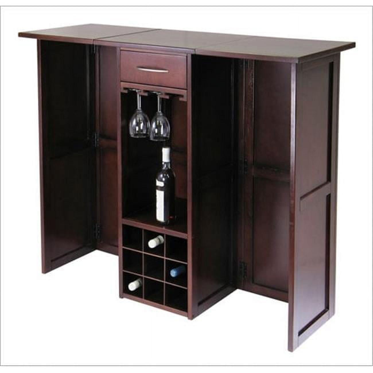 Winsome Wood Newport Expandable Entertainment Wine Bar, Walnut