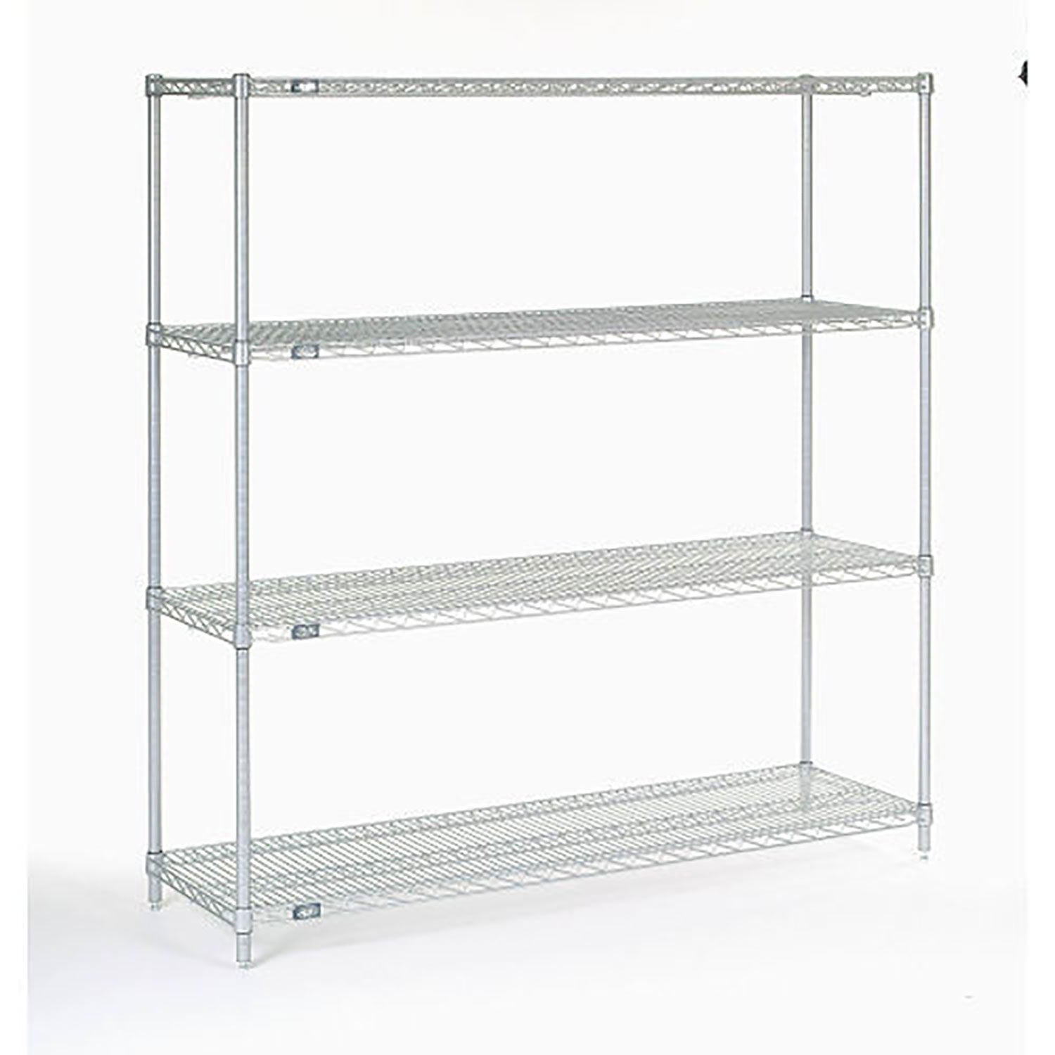 Nexel 4 Tier Chrome Wire Shelving Starter Unit, 48"W x 12"D x 86"H