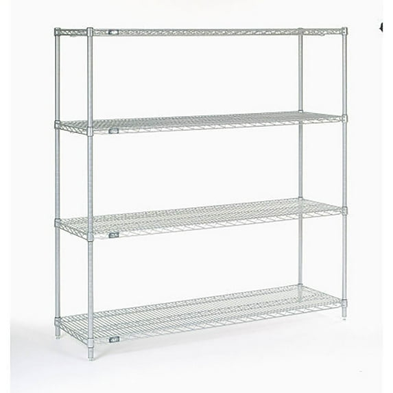 Nexel 4 Tier Chrome Wire Shelving Starter Unit, 48"W x 12"D x 86"H