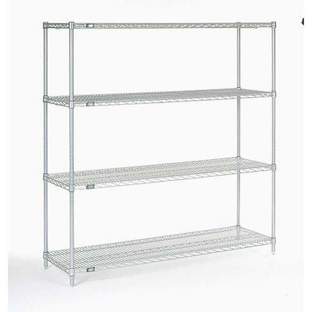 Nexel 4 Tier Chrome Wire Shelving Starter Unit, 48"W x 12"D x 86"H