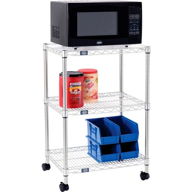 Nexel Poly-Z-Brite 3 Tier, Single Station Wire Microwave Cart - 24 x 18 x 36 in.