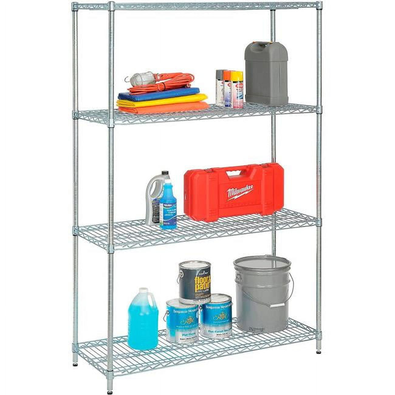 Nexel VP24487NC 24 x 48 x 74 in. 4 Tier Economy Wire Shelving Starter Unit, Nickel Chrome