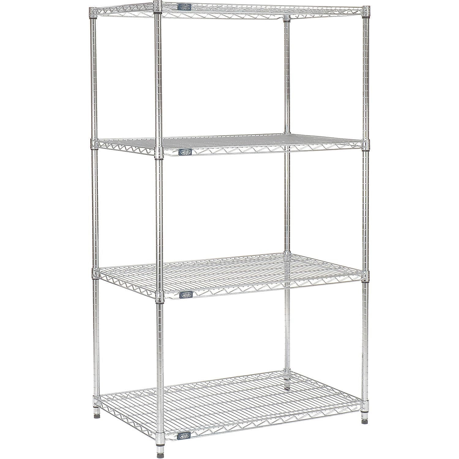 Nexel VP24487NC 24 x 48 x 74 in. 4 Tier Economy Wire Shelving Starter Unit, Nickel Chrome