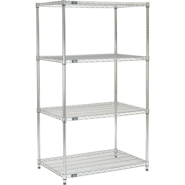 Nexel VP24487NC 24 x 48 x 74 in. 4 Tier Economy Wire Shelving Starter Unit, Nickel Chrome