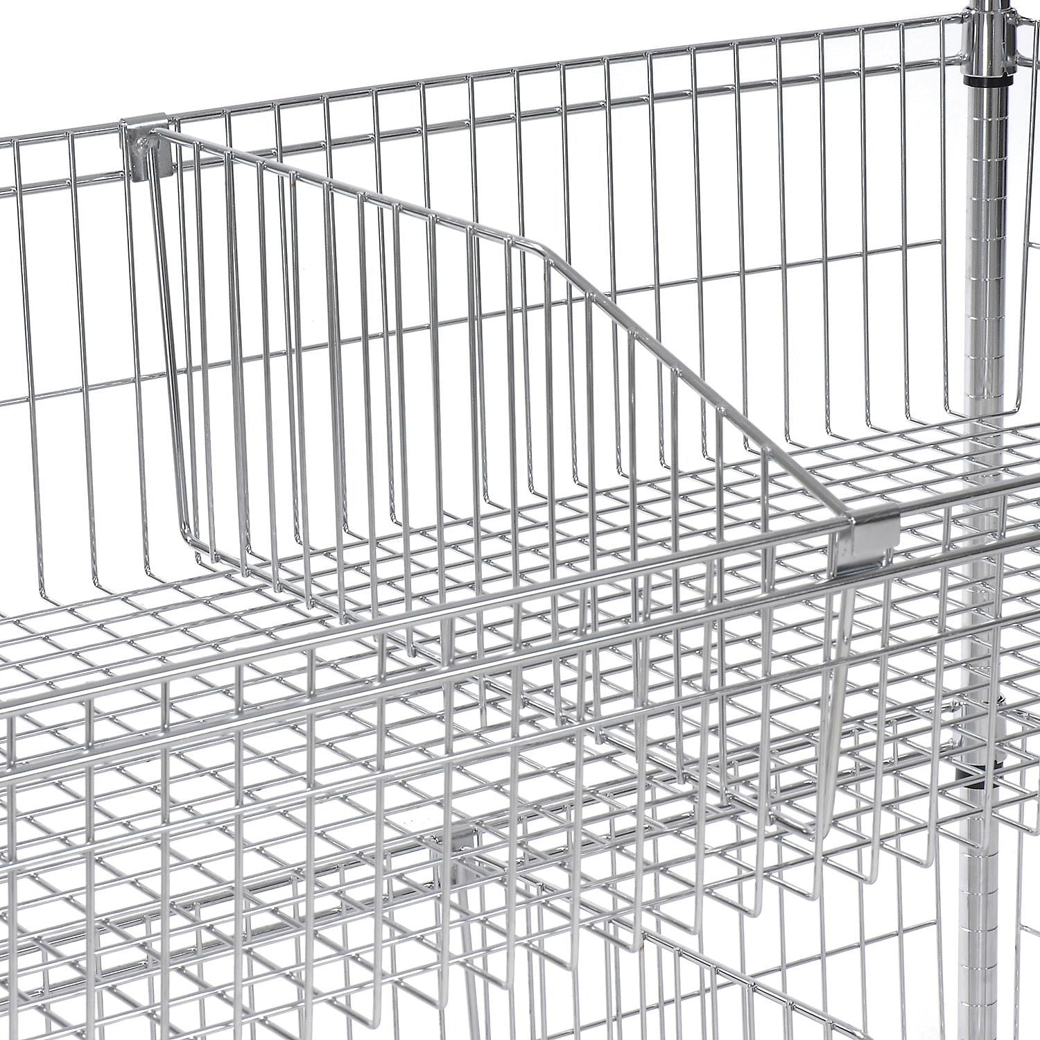 Nexel WBD18C Wire Shelf Basket Divider 18"D x 10"H, Steel, Silver