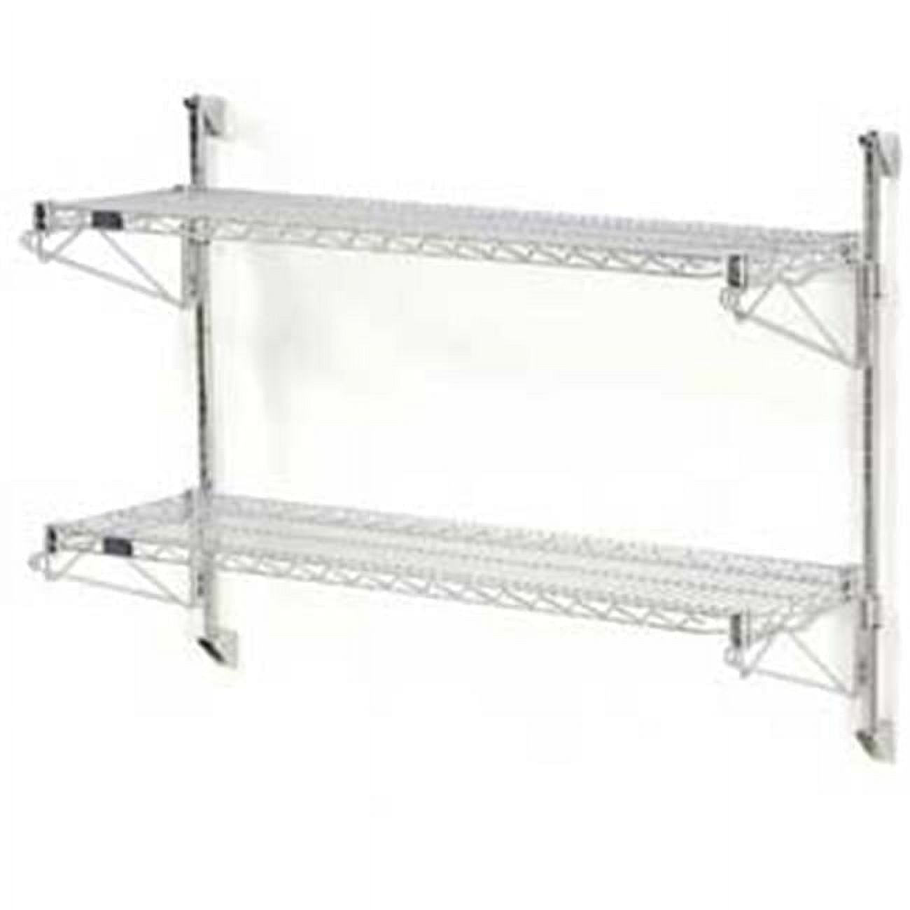 Nexel Wall Mount Wire Shelving Starter - 2-Shelf, Chrome - 60 x 24 x 34 in.