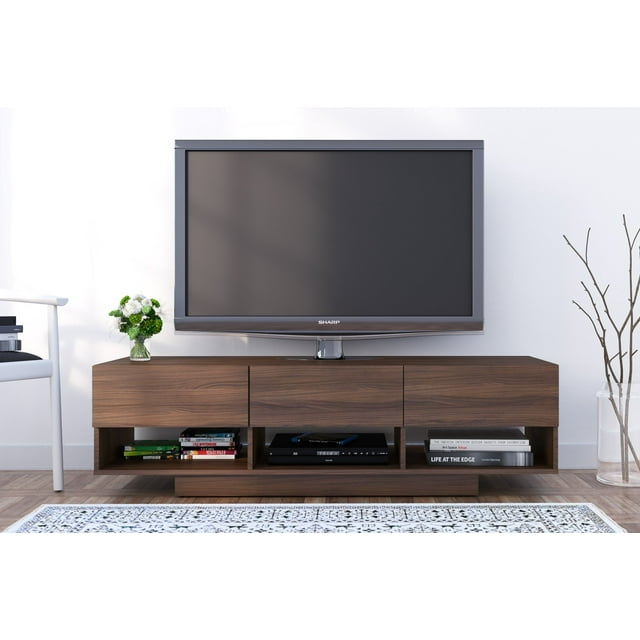 Rustik 3 Drawer TV Stand for TVs up to 66" Walnut - Nexera