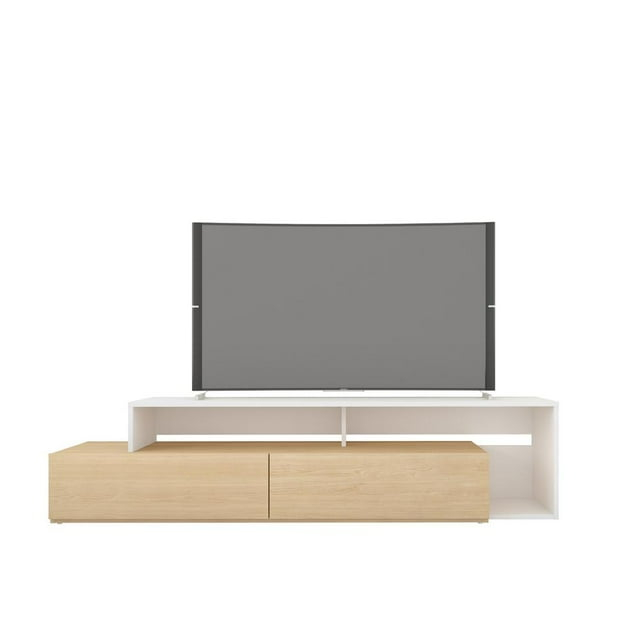 Nexera Tonik TV Stand for TVs up to 80 in Natural Maple & White