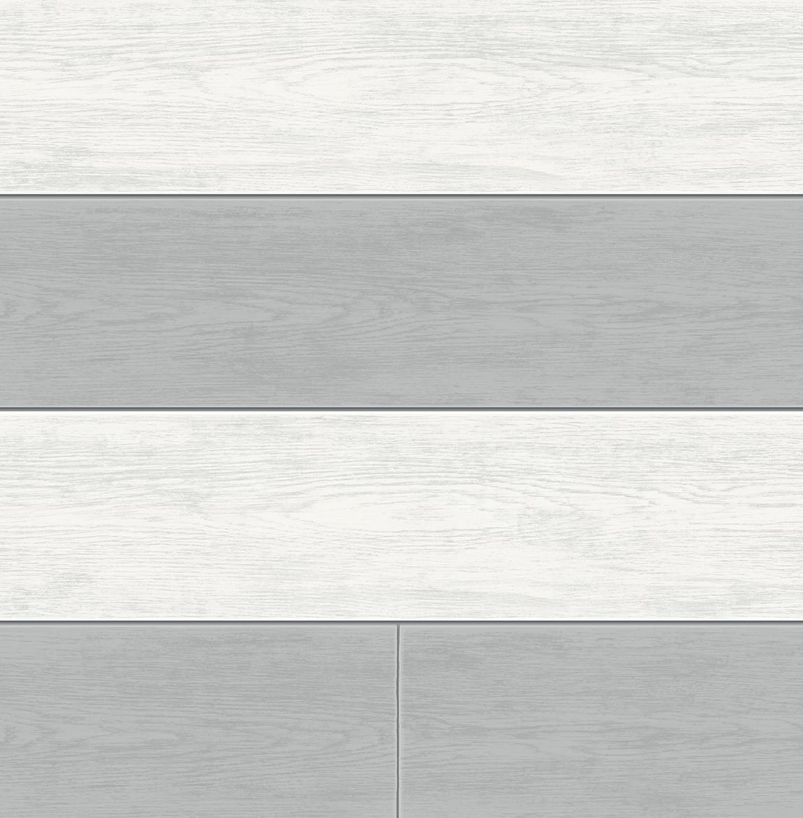 NextWall Argos Grey Two Toned Shiplap Peel and Stick Wallpaper