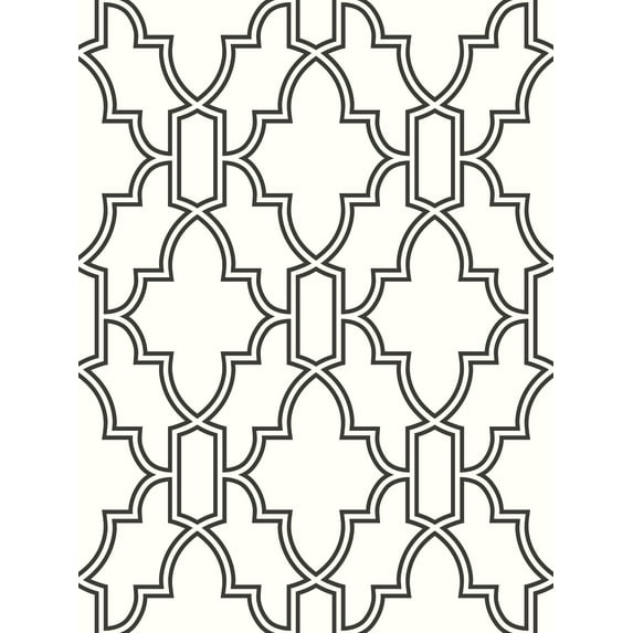 NextWall  Black and White Tile Trellis Peel and Stick Wallpaper - 20.5 in. W x 18 ft. L