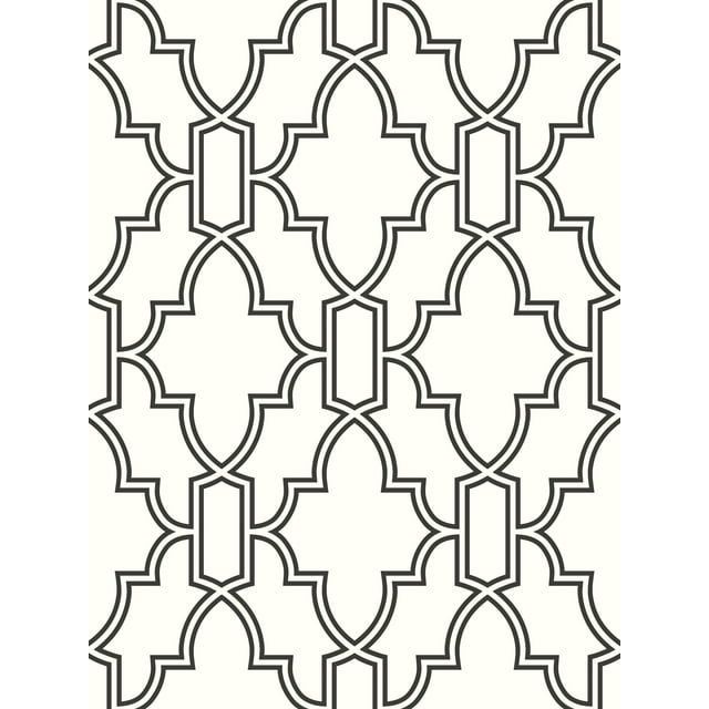NextWall  Black and White Tile Trellis Peel and Stick Wallpaper - 20.5 in. W x 18 ft. L