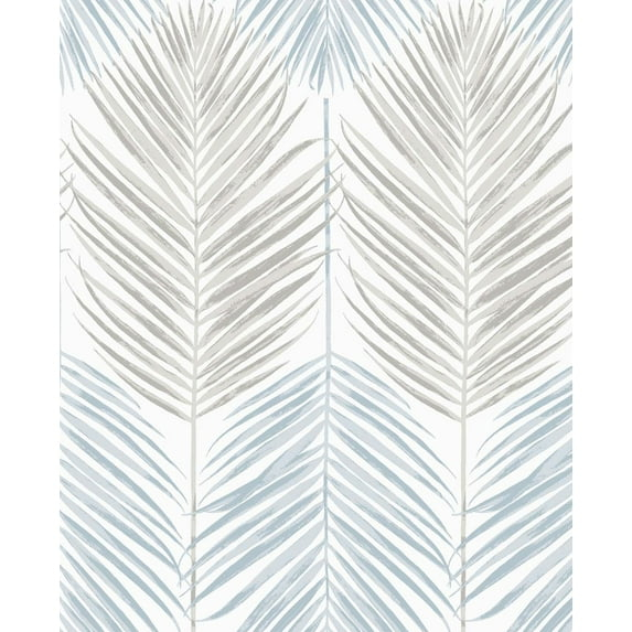 NextWall  Two Toned Palm Peel and Stick Wallpaper 20.5 in. W x 18 ft. L - Blue Mist & Daydream Grey