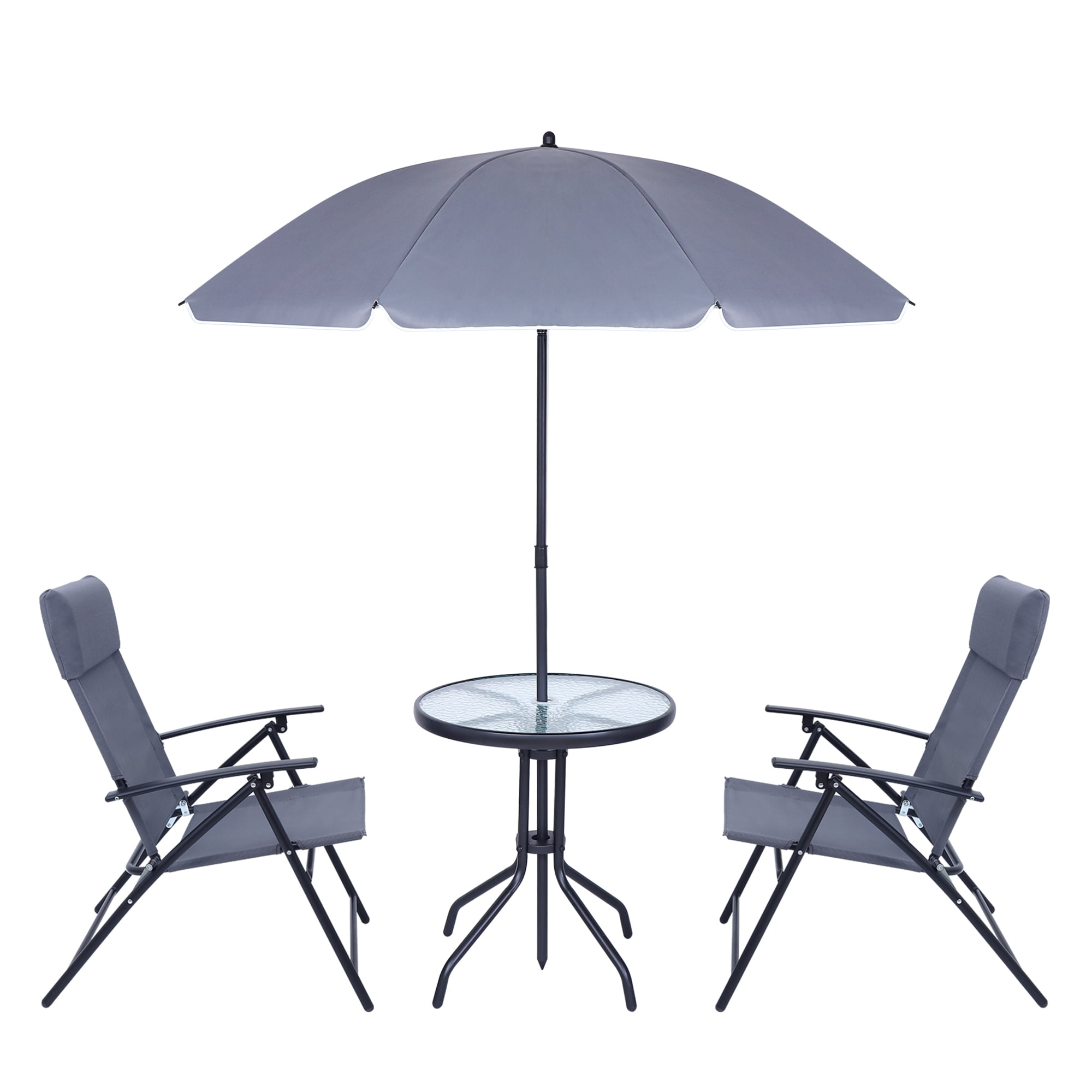 Nice C 3 Piece Glass Mesh Outdoor Patio Dining Set with Umbrella, Grey