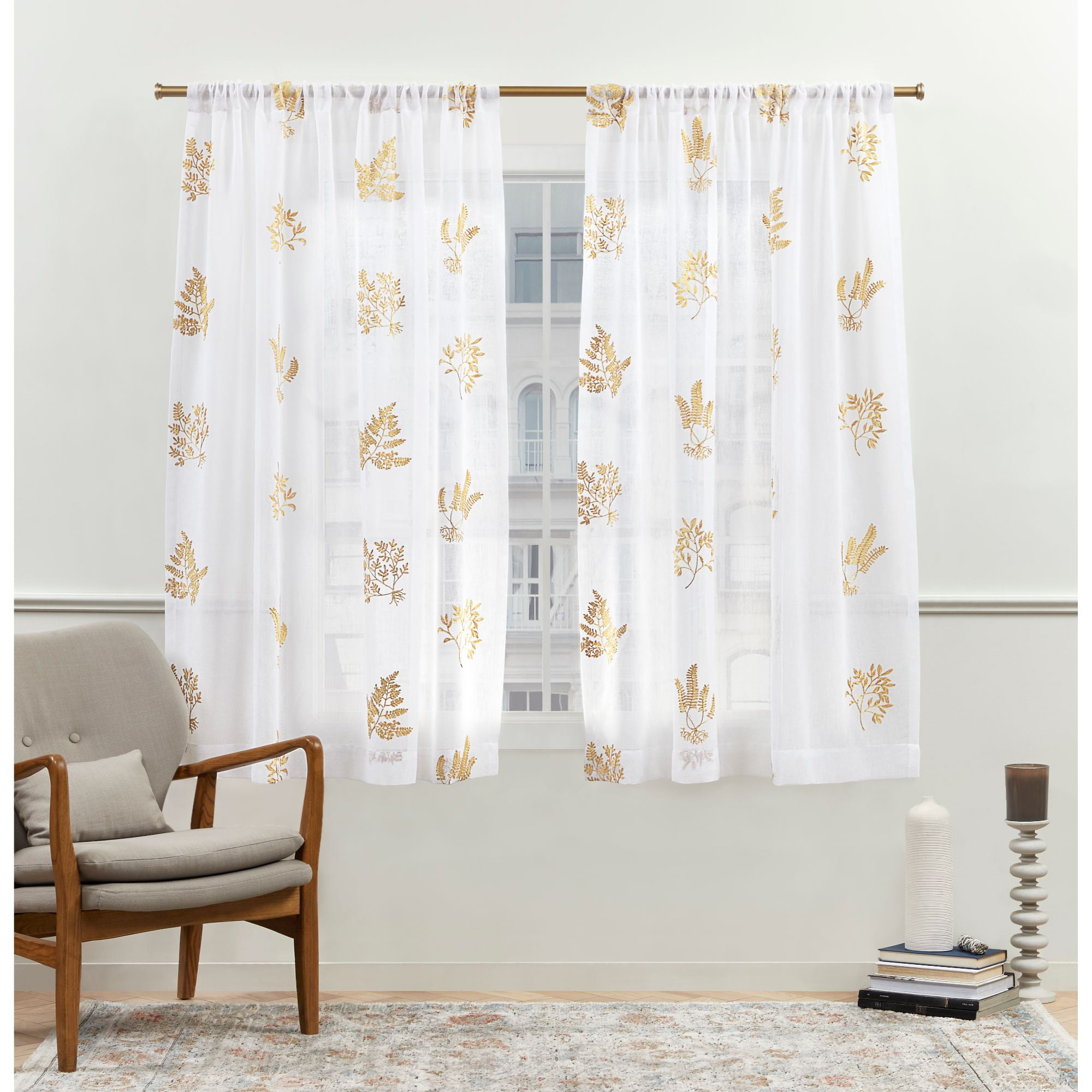 Nicole Miller Nicole Miller New York Mabel Sheer Rod Pocket Curtain Panels Pair (Set of 2)