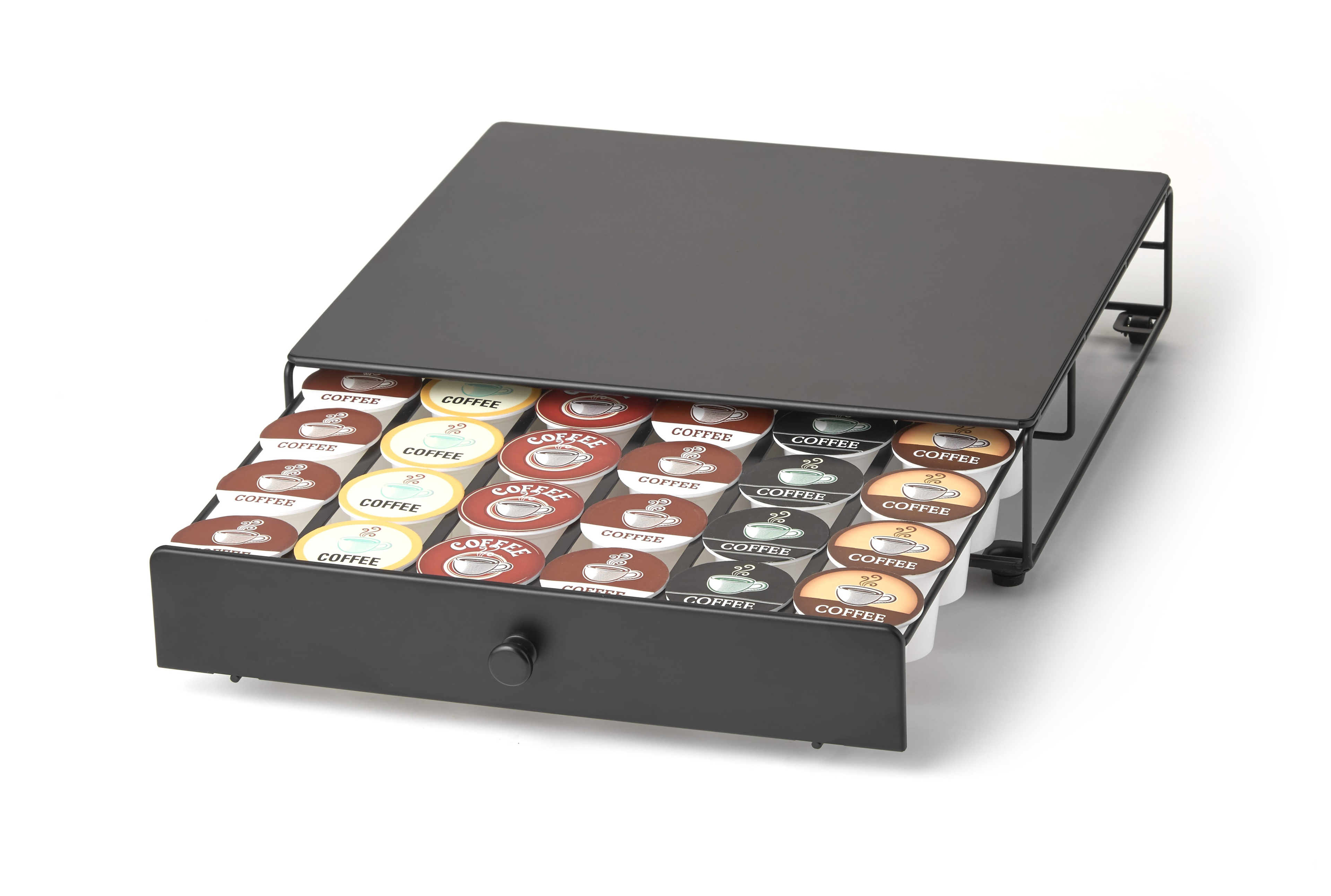 Nifty Solutions Rolling Coffee Pod Drawer – Compatible with K-Cups, 36 Pod Capacity, Black