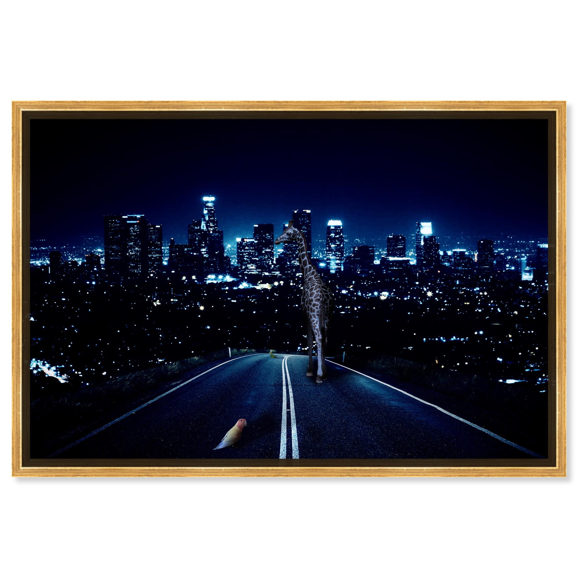 Nightwalkers Canvas Modern Mancave Art Prints by Notoriart, Gold Frame, 45" x 30"