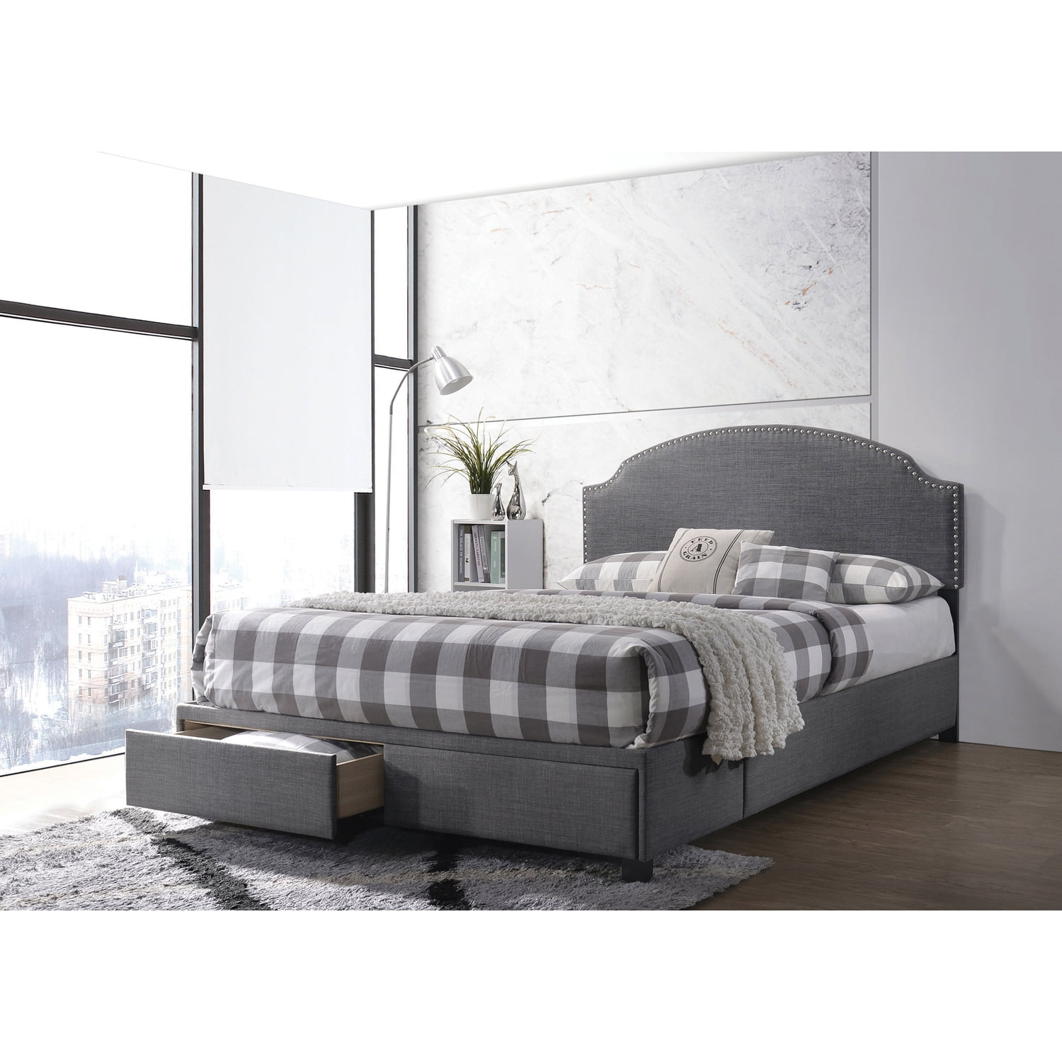Niland Full 2-drawer Upholstered Storage Bed Charcoal