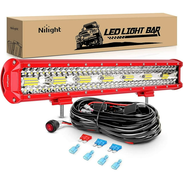 Nilight LED Light Bar 20Inch Triple Row Spot Flood Combo Lights with Wiring Harness Kit for Fog Light Driving Light Work Light on Off-Road Truck SUV ATV UTV, 2 Years Warranty