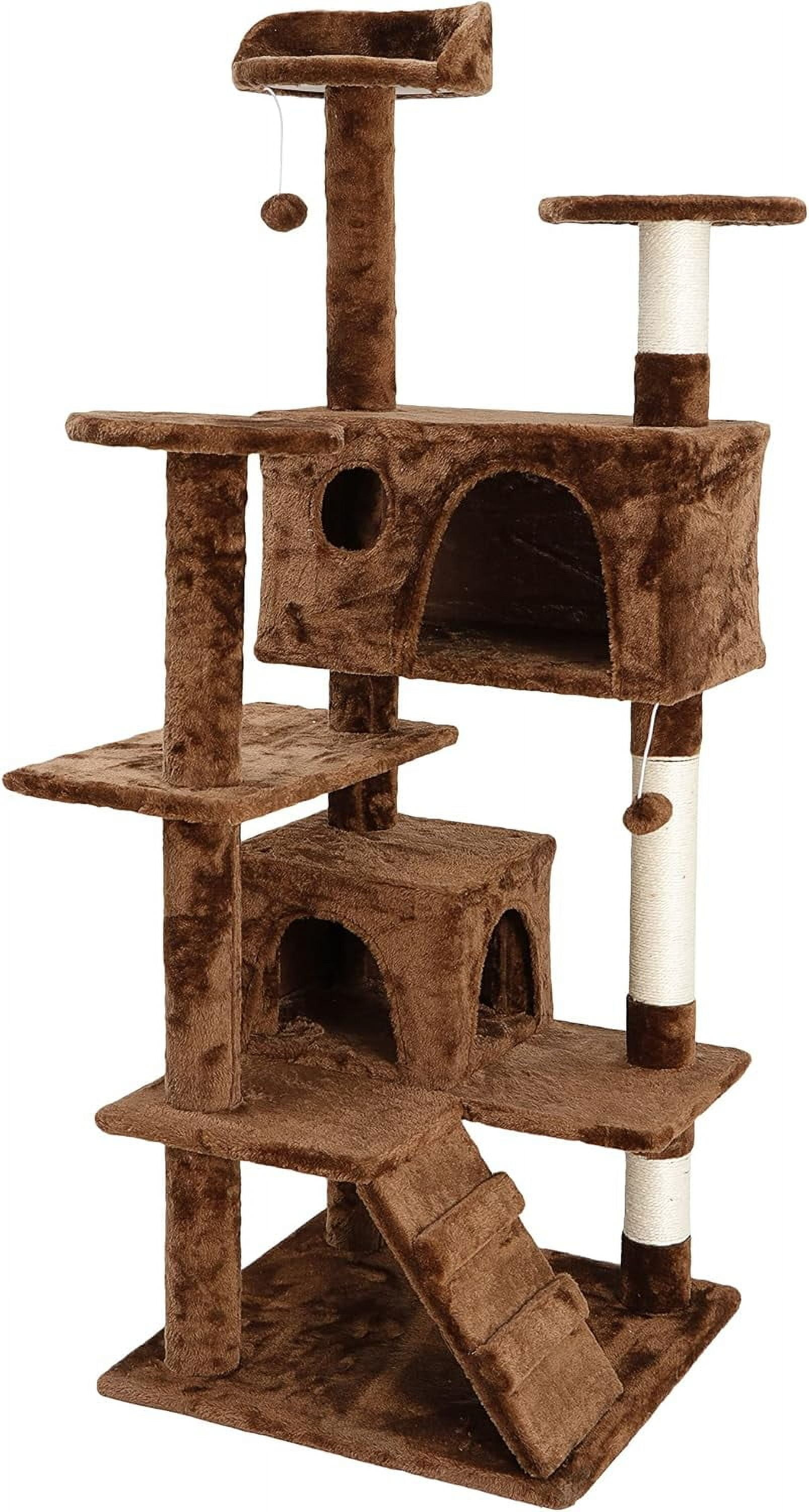 NintyFive 53 inches Heavy Duty Multi-Level Cat Tree Tower with Condo Furniture & Scratching Posts for Kittens Play Rest (Brown)