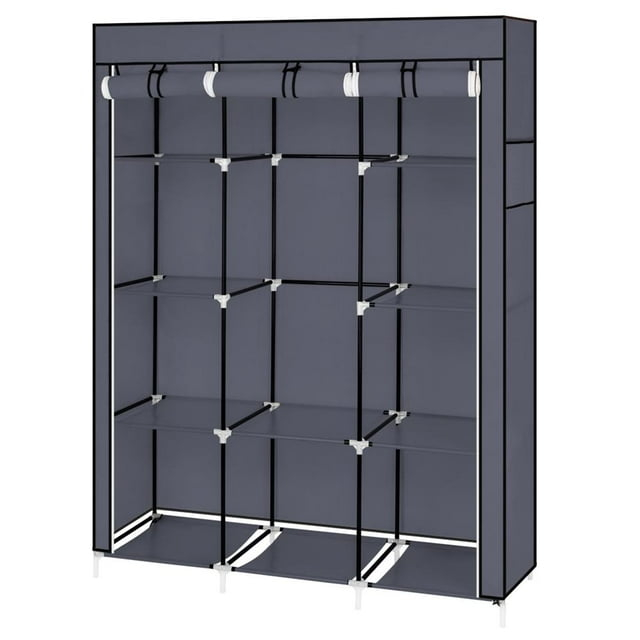 Gray 67" Portable Closet Organizer with 10 Shelves