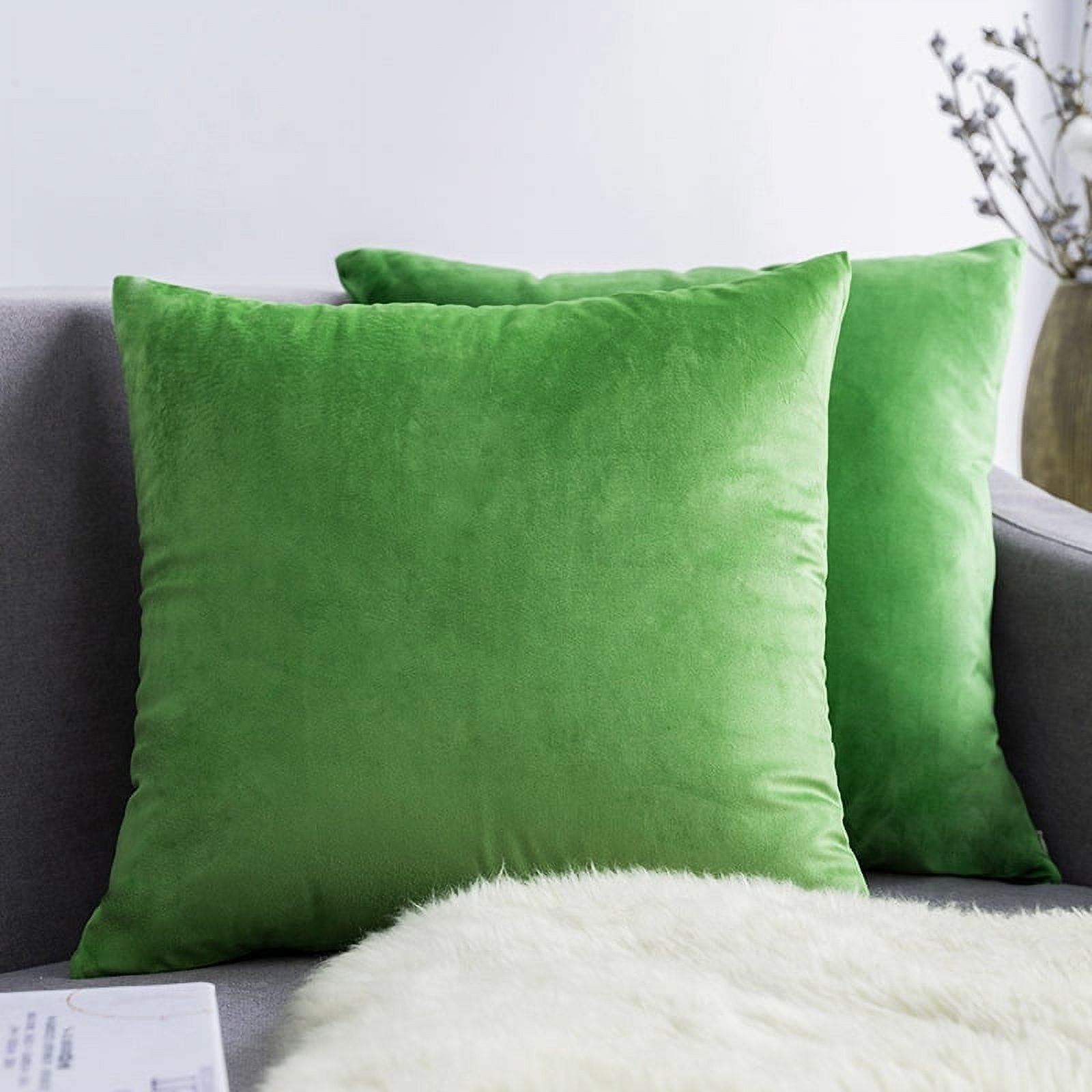 Nmkwnr 2 Pack Soft Velvet Throw Pillow Covers Solid Square Pillow Cases Modern Cushion Covers Case for Sofa Car Office Living Room, 18x18inch