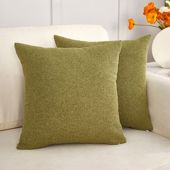 Cterwk 2 Pcs Linen Pillow Covers Soft Cushion Case with Zipper for Couch Bedding Patio Sofa, Green