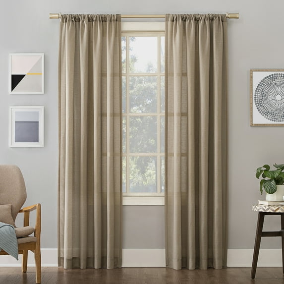 No. 918 Daniela 1-Piece Linen Blend Semi-Sheer Rod Pocket Curtain Panel, 54"x84", Taupe