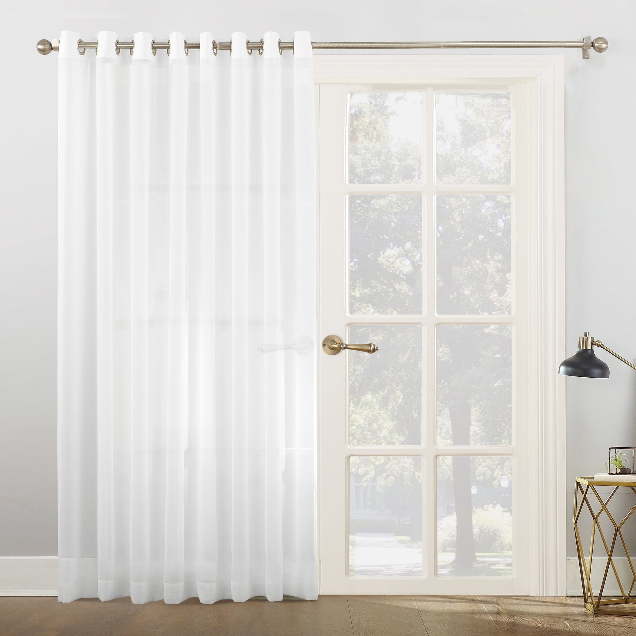 No. 918 Emily Extra-Wide Sheer Voile Sliding Door Patio Curtain Panel, 100"x84", White