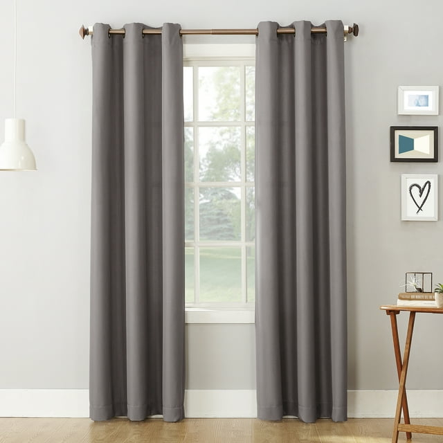No. 918 Nathan Casual Textured Semi-Sheer Grommet Curtain Panel, 48"x63", Nickel