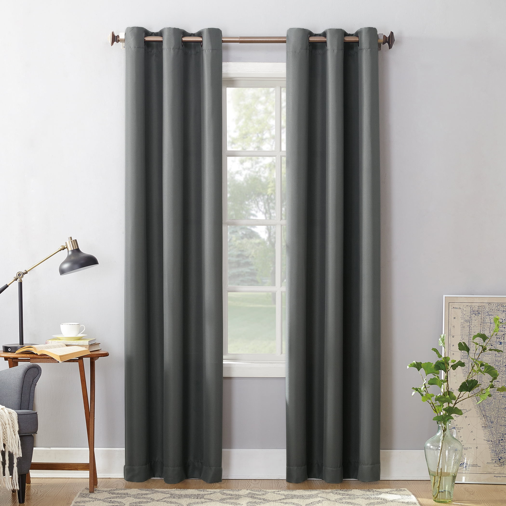 No. 918 Solid Print Grommet Semi-Sheer Curtain Panel, 48.0" x 84.0"