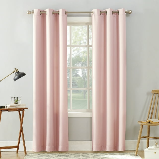 63"x40" Sora Casual Textured Light Filtering Grommet Top Curtain Panel Pink - No. 918