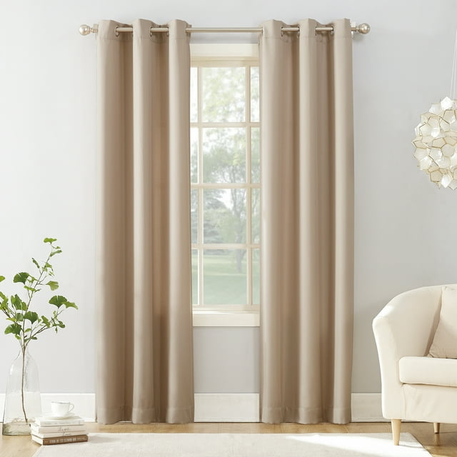 No. 918 Sora Casual Textured Semi-Sheer Grommet Curtain Panel, 40"x84", Oatmeal