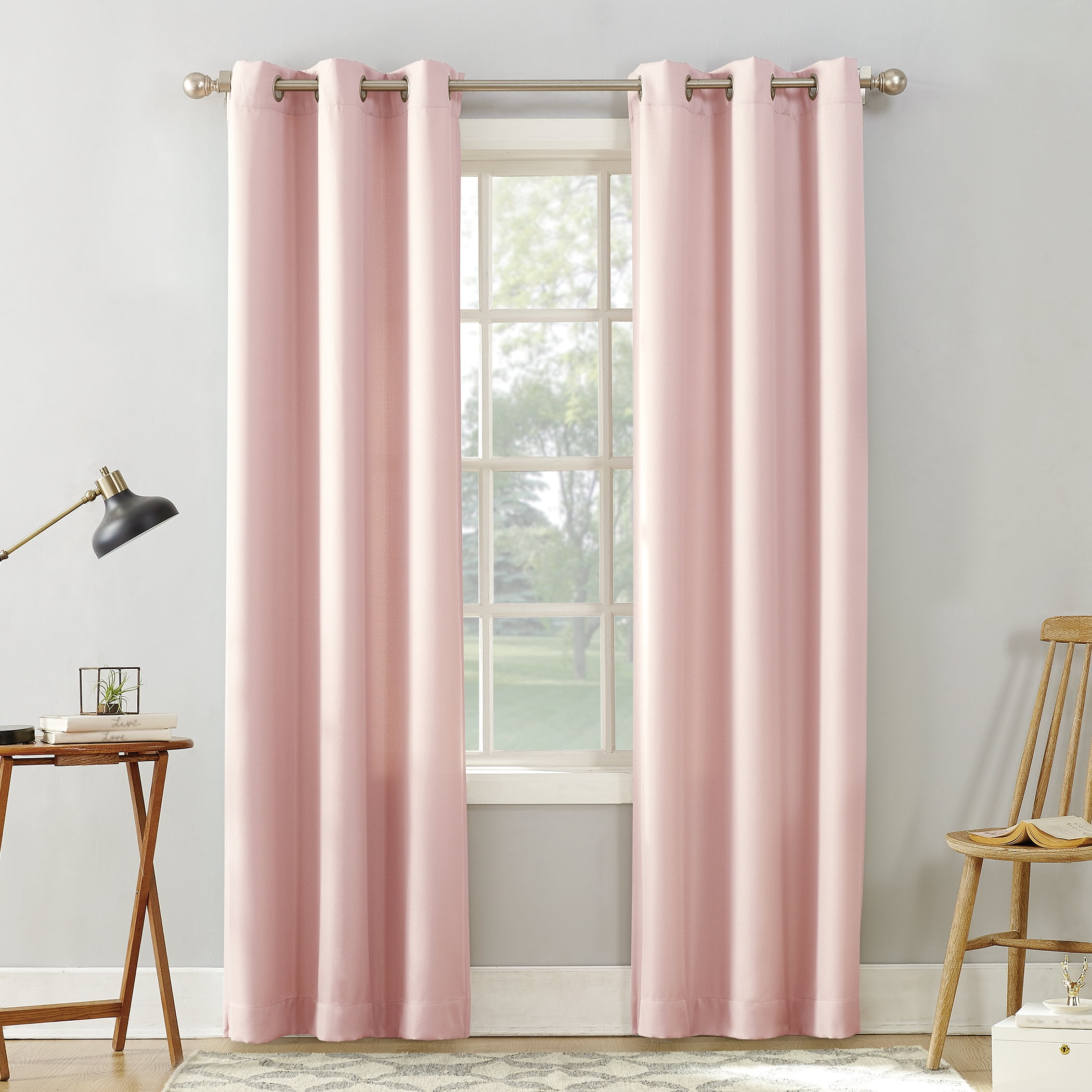 95"x40" Sora Casual Textured Light Filtering Grommet Top Curtain Panel Pink - No. 918