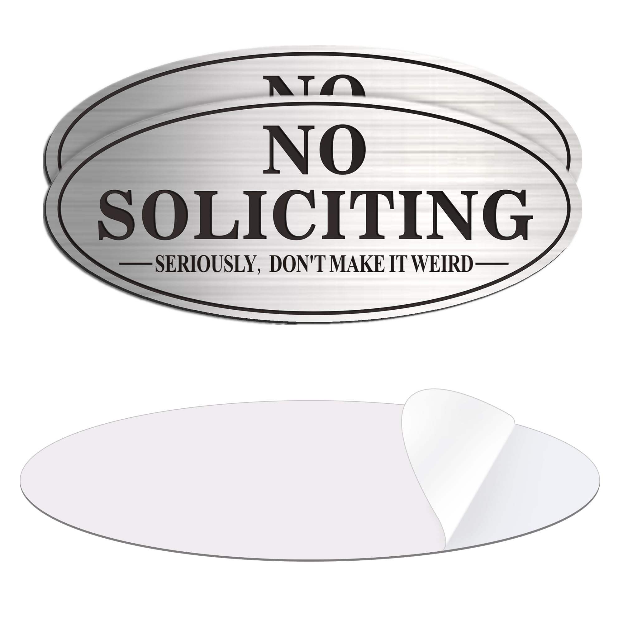 No Soliciting Sign, No Solicitors Sign for Front Door, 2 Pack Self-Adhesive Aluminum Metal No Solitation Do Not Knock or Ring Bell Sign, 7.0 x 3.0 inches Weather Resistant Signs for Home Doorbell Busi
