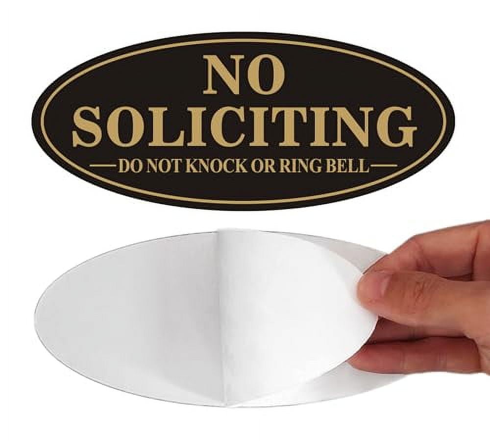No Soliciting Sign, No Solicitors Sign for Front Door, 2 Pack Self-Adhesive Aluminum Metal No Solitation Do Not Knock or Ring Bell Sign, 7.0 x 3.0 inches Weather Resistant Signs for Home Doorbell Busi